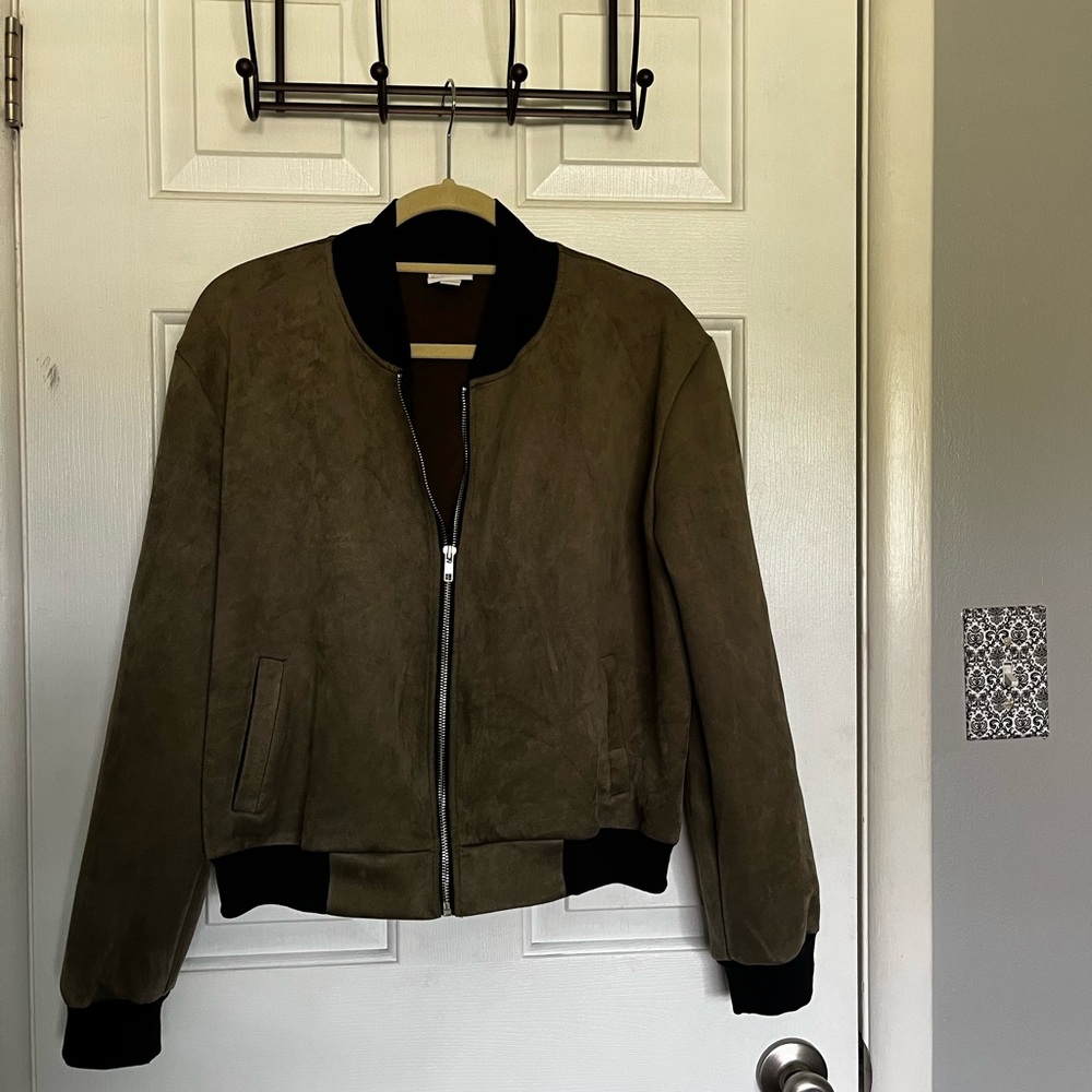 LuLaRoe Olive Green Bomber Jacket with Black Trim